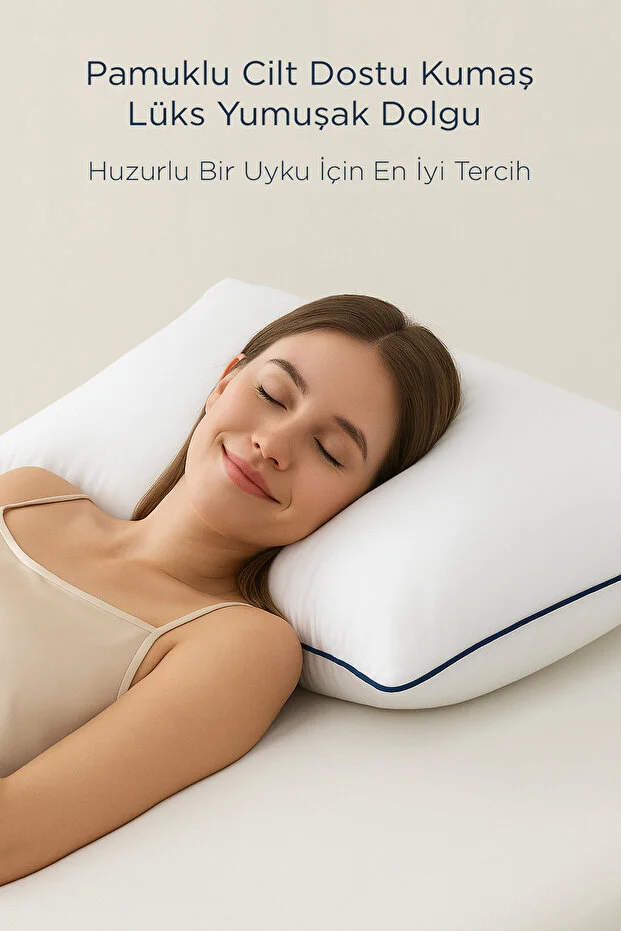 2 Adet 50x70cm Nano Jel Lüks Yastık | 1200gr Anti-alerjik Pamuklu Yastık Seti 2'li